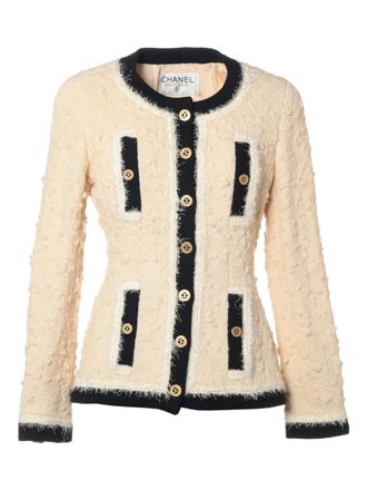 Chanel 1994 boucl&eacute; collarless jacket - Neutrals