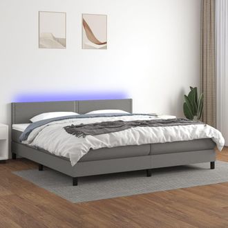 vidaXL Vidaxl - Cama Box Spring Colch&oacute;n Y Luces Led Tela Gris Claro 200x200 Cm
