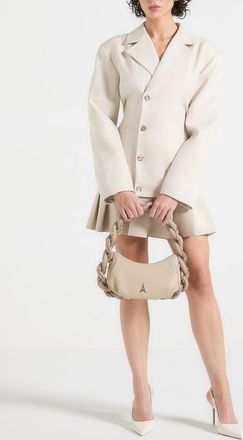 Mani&egrave;re De Voir Nicole Cinch Waist Pleated Blazer Dress in Cream at Nordstrom, Size 10
