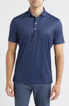 Johnnie-O Marina Palm Tree Print Performance Jersey Polo in Navy at Nordstrom, Size Xx-Large