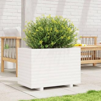 Berkfield Home Decorative Garden Planter White 70x40x49.5 cm Solid Wood Pine