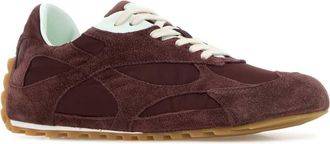 Bottega Veneta Womens Burgundy Suede And Fabric Orbit Sneakers Bordeaux
