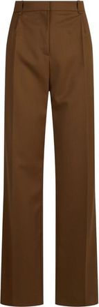 Elisabetta Franchi Broek van gabardine stof - Dames - Straight fit broeken - Bruin - M - Wol - Broeken