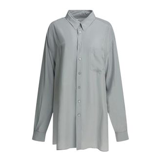 Maison Margiela Oversized Button-Up Shirt - Dames - Blouses & Shirts - Grijs - Maat: M Katoen
