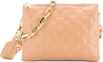 Louis Vuitton Borsa a tracolla Coussin Bag PM in pelle di agnello goffrata con monogramma - Toni neutri