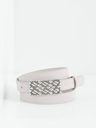 Talbots Carved Buckle Suede Belt - Opal Grey - Medium Talbots
