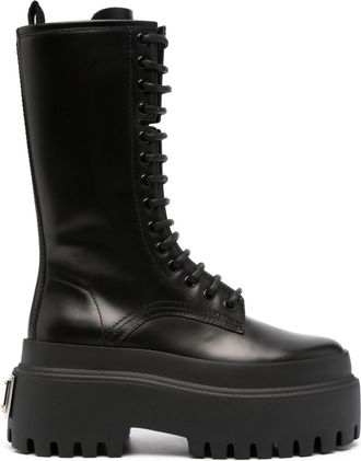 Dolce & Gabbana platform leather combat boots - women - Leather - 36 - Black