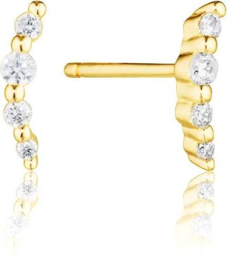 Lily & Roo Gold Mini Ear Climber Diamond Style Stud Earrings