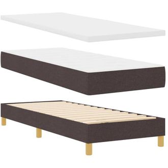 vidaXL Cama Tipo Box Spring Marr&oacute;n Oscuro Y Blanco 80 X 200 Cm Tela Vidaxl