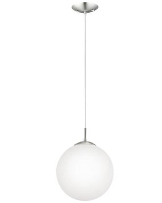 Eglo Eglo Rondo 1 Light Pendant With Matte Nickel Finish & Opal Glass