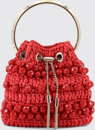 Jimmy Choo London Borsa Bon Bon Jimmy Choo in rafia crochet con perline sfaccettate