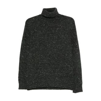 Drumohr Truien & Vesten, Heren, Grijs, L, Leer, Gemeleerde Grijze Coltrui Sweater