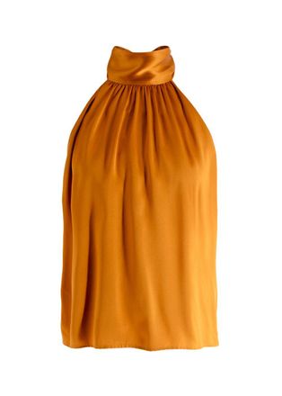 The Sei Burnt Orange Sleevless Silk Tie Blouse Size S