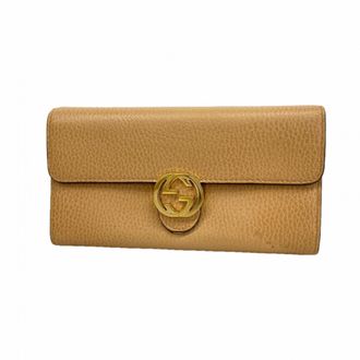Gucci Beige Leather Long Wallet (Bi-Fold) (Pre-Owned)
