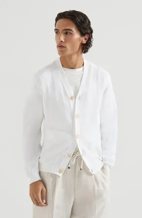 Brunello Cucinelli Linen and cotton cardigan in White at Nordstrom, Size 46 It