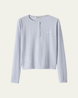 Miu Miu Long-Sleeve Cashmere Henley Sweater
