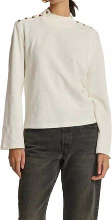 Nation Ltd Neda Long Sleeve Top With Button Detail In Porcelain
