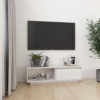 vidaXL Vidaxl - Mueble De Tv De Madera Maciza De Pino Blanco 110x30x33,5 Cm