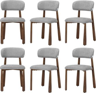 Woltu Woltu Juego De 6 Sillas De Comedor De Tela De Chenilla - Sillas De Cocina Modernas Con Patas Efecto Madera Para Sal&oacute;n, Gris