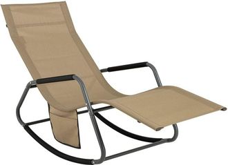 SoBuy Sobuy - Indoor Outdoor Garden Rocking Sun Lounger Recliner Relaxing Chair with Side Bag,OGS47-KA