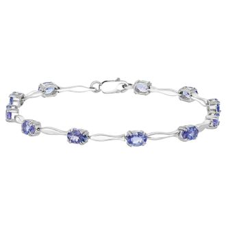 Diamond2Deal 925 Sterling Silver Tanzanite Station Bracelet with Lobster Clasp 7.5