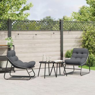 vidaXL vidaXL Arredamento da Giardino 2 pcs Nero 60,5 x 81 x 71 cm