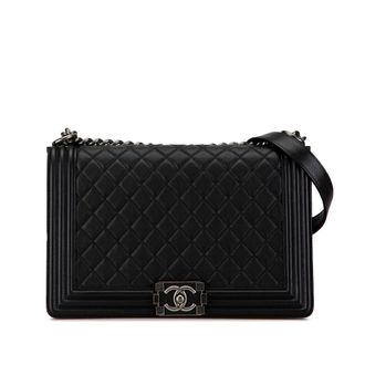 Chanel Black New Medium Grained Calfskin Boy Bag