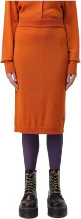 Vivienne Westwood Rokken, Dames, Oranje, S, Wol, Merino Wool Knit Midi Rok