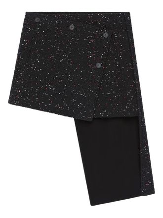 Courr&egrave;ges asymmetrical-panel tweed mini skirt - women - Fabric - 34 - Black
