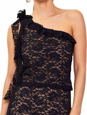 Skies Are Blue Clothing Lace One Shoulder Top In Black