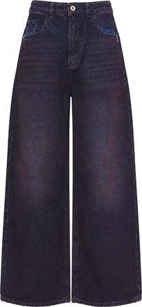 Patrizia Pepe Low-Rise Barrel Jeans with Spray Effect