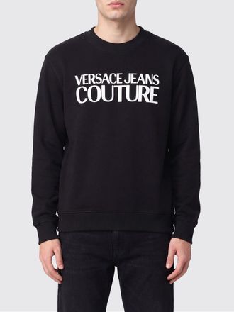 Versace Jeans Couture Felpa girocollo in cotone bicolore con logo a contrasto