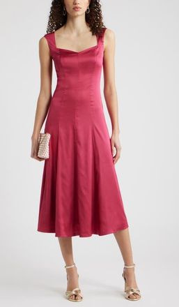 Chelsea28 Cap Sleeve Satin Midi Dress in Pink Vivacious at Nordstrom, Size Xx-Small