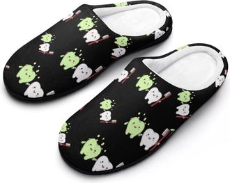Generic Cute Tooth Cotton Slippers for Women Indoor Outdoor Slipper Slip-On Memory Foam Home Shoes