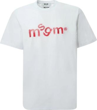 Msgm Katoenen jersey T-shirt - Heren - T-shirts - Wit - M - Katoen - Tops