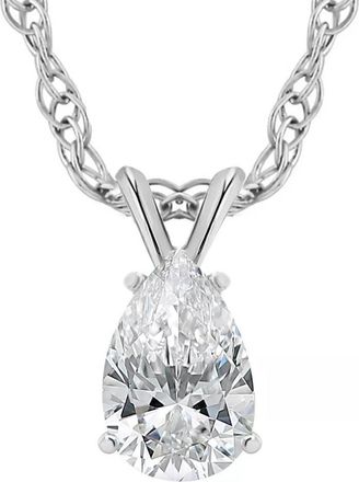 Pompeii3 1/2Ct Pear Solitaire Diamond Pendant Necklace 14k Gold (E-F,VS2-SI1)