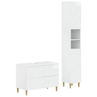 vidaXL Juego De Gabinete De Ba&ntilde;o De 2 Piezas Delft Blanco Brillante Vidaxl