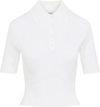 Givenchy Truien & Vesten, Dames, Beige, S, Katoen, Ivory Gebreide Polo