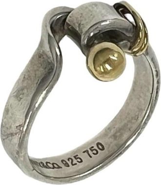 Tiffany & Co. Gold Silver Yellow Gold (18K) Silver 925 Band Ring (Pre-Owned)