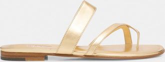 Manolo Blahnik Susa Metallic Crisscross Flat Sandals