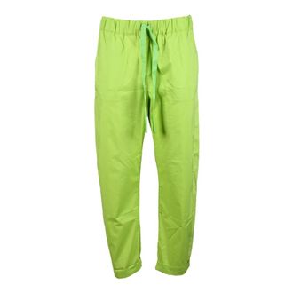 Semicouture Straight Trousers, female, Green, 2XS, Cotton Casual Trousers