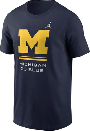 Nike Jordan Mens Michigan Sideline Jordan Brand Dri-FIT College T-Shirt in Blue | 0JET41SMWN-ZK0