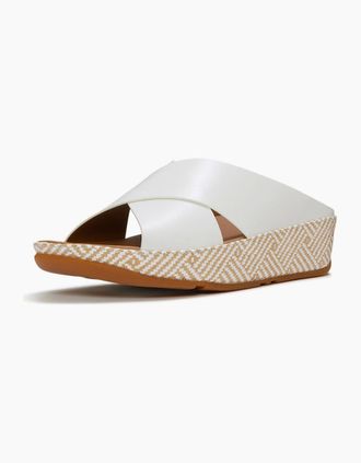 FitFlop Womens Fitflop Lulu Lux Graphic-Weave Leather Womens Urban White Sandals - Size: 4