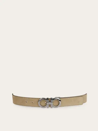 Ferragamo Men Adjustable Gancini belt Beige