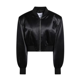 The Attico Bomber Jackets, female, Black, Size: XS Satin Bomber