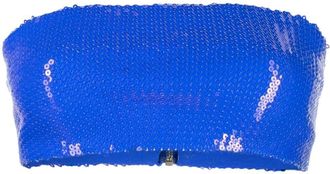 DAVID KOMA sequin-embellished strapless crop top - women - Polyamide/Elastane/Polyamide/Elastane - 10 - Blue