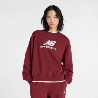 New Balance Sweatshirt NEW BALANCE Sport Essentials French Terry Logo Crew, Damen, Gr. XXL, monarch burgundy (611), Obermaterial: 60% Baumwolle, 40% Polyester, Sw