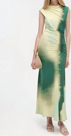 Jonathan Simkhai Acacia Sleevess Midi Dress In Sea Glass Sunset Print