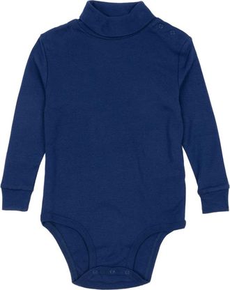 Leveret Cotton Boho Solid Turtleneck Bodysuit in Navy Blue at Nordstrom, Size 12-18M