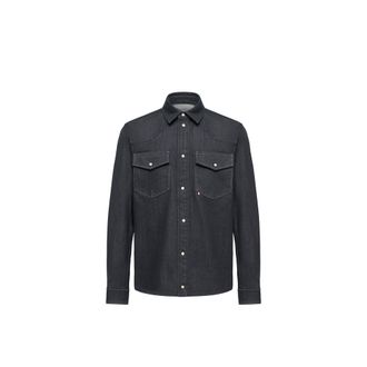 Moncler Moncler Denim Long Sleeve Shirt, Men, Blue, Size: 3xl
